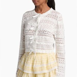 LoveShackFancy White Roselline Cardigan